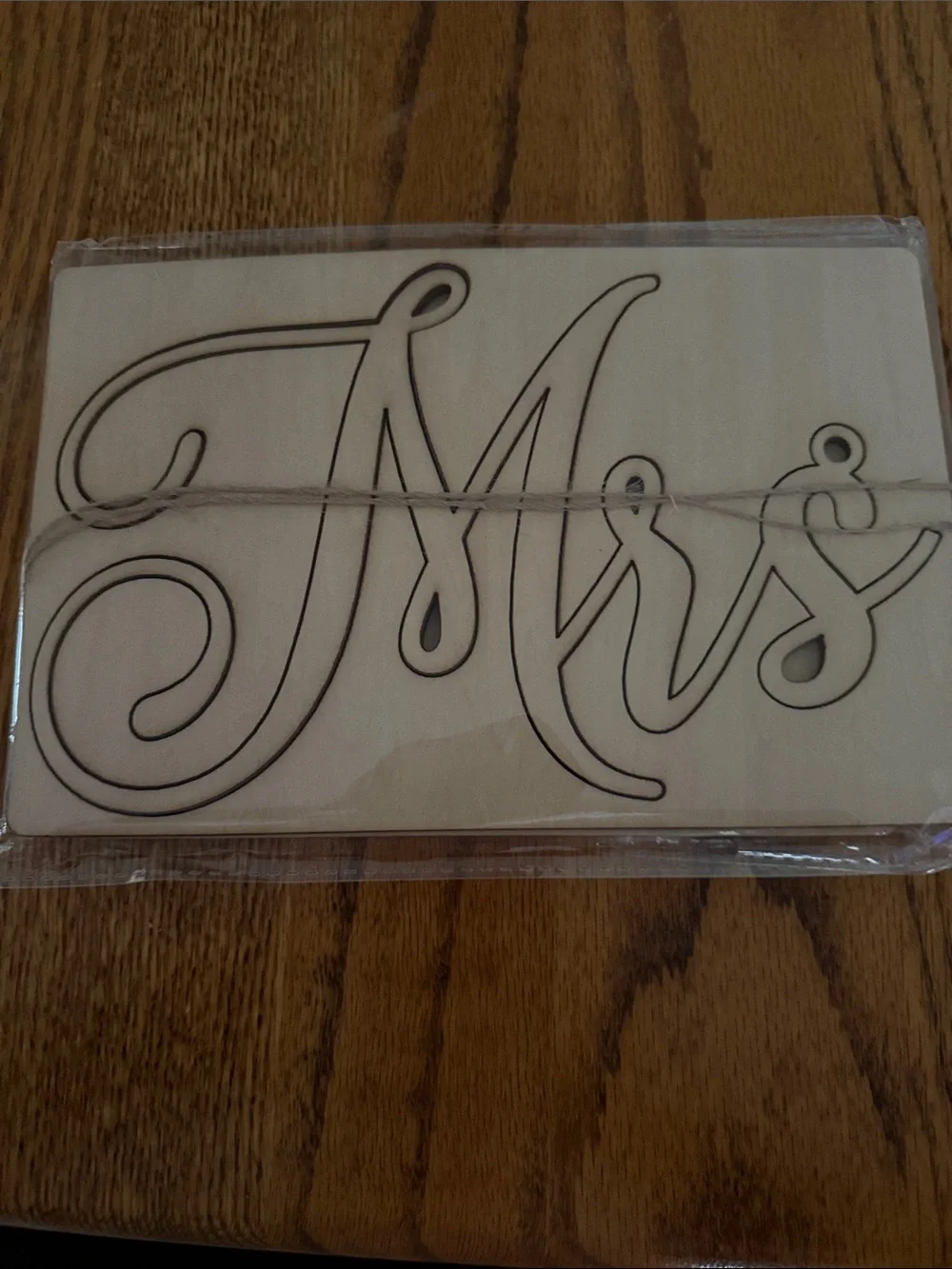 Handcrafted 'Mrs' Wooden Wall Script - Natural Wood
